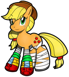 Size: 1000x1111 | Tagged: safe, artist:flam3zero, imported from derpibooru, applejack, cosplay, crossover, female, knuckles the echidna, simple background, solo, sonic boom, sonic the hedgehog (series), style emulation, transparent background, yuji uekawa style