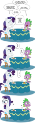 Size: 700x2465 | Tagged: safe, artist:pabloracer, artist:pia-sama, imported from derpibooru, rarity, spike, dragon, pony, unicorn, awkward, awkward moment, blushing, comic, cute, date, dialogue, female, food, laughing, male, mare, nervous, restaurant, shipping, shy, sparity, straight, table, translation request