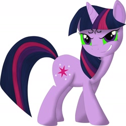 Size: 1646x1646 | Tagged: safe, artist:waveywaves, edit, imported from derpibooru, twilight sparkle, corrupted, dark magic, dragon ball, dragon ball z, evil, evil grin, female, magic, majin, possessed, runes, solo, sombra eyes, tyrant sparkle