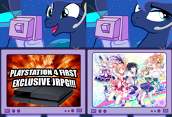 Size: 1120x760 | Tagged: safe, imported from derpibooru, princess luna, gamer luna, exploitable meme, meme, obligatory pony, omega quintet, playstation 4, tv meme