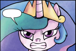 Size: 507x345 | Tagged: safe, idw, imported from derpibooru, princess celestia, spoiler:comic, exploitable, exploitable meme, female, glarelestia, meme, solo, template