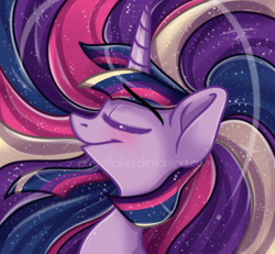 Size: 2700x2500 | Tagged: safe, artist:pastelflakes, imported from derpibooru, twilight sparkle, alicorn, pony, eyes closed, female, mare, rainbow power, smiling, solo, twilight sparkle (alicorn)