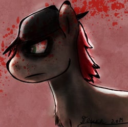 Size: 466x465 | Tagged: safe, artist:derpsickle, imported from derpibooru, oc, oc only, oc:derpsickle, blood, dark, hat, icon, male, solo