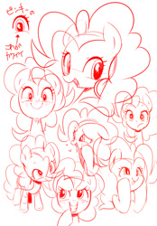 Size: 610x877 | Tagged: safe, artist:30clock, imported from derpibooru, pinkie pie, female, monochrome, pixiv, sketch dump, solo