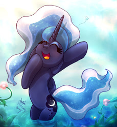 Size: 1100x1200 | Tagged: safe, artist:joakaha, imported from derpibooru, princess luna, female, heart, pond, solo, water