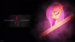 Size: 1920x1080 | Tagged: safe, artist:felix-kot, artist:utterlyludicrous, edit, imported from derpibooru, fluttershy, pony, enrique iglesias, eyes closed, female, heart attack, solo, song reference, text, vector, wallpaper, wallpaper edit