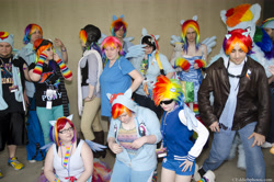 Size: 4928x3264 | Tagged: safe, imported from derpibooru, rainbow dash, human, cosplay, group photo, irl, irl human, photo, rule 63