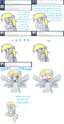 Size: 1560x3000 | Tagged: safe, artist:jitterbugjive, imported from derpibooru, derpy hooves, doctor whooves, time turner, pegasus, pony, lovestruck derpy, ask, blushing, doctorderpy, female, male, mare, shipping, straight, tumblr