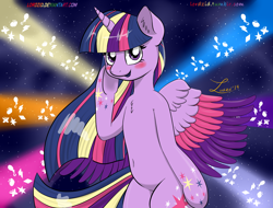 Size: 2500x1900 | Tagged: safe, artist:lordzid, imported from derpibooru, twilight sparkle, pony, semi-anthro, bipedal, female, rainbow power, solo, twilight sparkle (alicorn)