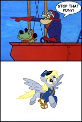 Size: 405x600 | Tagged: safe, edit, imported from derpibooru, derpy hooves, pegasus, pony, dastardly and muttley in their flying machines, dick dastardly, female, hanna barbera, mare, muttley
