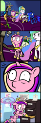 Size: 1200x3561 | Tagged: safe, artist:cogweaver, imported from derpibooru, discord, princess cadance, princess celestia, princess luna, alicorn, draconequus, pony, :o, bouquet, cabinet, comic, dislestia, eye twitch, female, file, floppy ears, flower, frown, grin, gritted teeth, jewelry, male, mare, messy mane, princess of love, princess of shipping, regalia, scene parody, shipper on deck, shipping, shipping chart, smiling, straight, surprised, twilight's castle, wide eyes