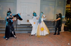 Size: 2048x1334 | Tagged: artist needed, safe, artist:mintyblitzz, imported from derpibooru, princess celestia, queen chrysalis, human, 2014, convention, cosplay, female, irl, irl human, katsucon, katsucon 2014, photo