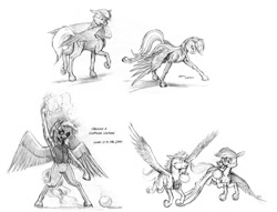 Size: 1128x860 | Tagged: safe, artist:baron engel, imported from derpibooru, rainbow dash, oc, oc:sky brush, pegasus, pony, bipedal, butt, canon x oc, female, lantern, lightning, male, mare, monochrome, nudity, pencil drawing, plot, sheath, shipping, stallion, traditional art