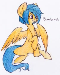 Size: 1136x1406 | Tagged: safe, artist:radsham, imported from derpibooru, oc, oc only, oc:sunburst, solo, traditional art