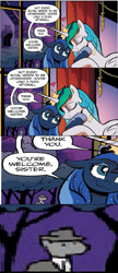 Size: 797x1846 | Tagged: safe, idw, imported from derpibooru, princess celestia, princess luna, spoiler:comic, heart, observer, tenso