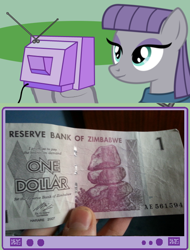 Size: 564x742 | Tagged: safe, imported from derpibooru, maud pie, exploitable meme, meme, money, obligatory pony, rock, tv meme, zimbabwe