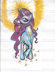 Size: 1024x1327 | Tagged: safe, artist:alaer, imported from derpibooru, rarity, female, solo, traditional art, watermark