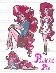 Size: 1024x1331 | Tagged: safe, artist:alaer, imported from derpibooru, pinkie pie, equestria girls, female, solo, traditional art, watermark