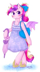 Size: 468x850 | Tagged: safe, artist:divided-s, imported from derpibooru, princess cadance, pony, bipedal, clothes, cute, cutedance, dress, female, purse, solo, umbrella
