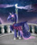 Size: 1505x1823 | Tagged: safe, artist:wilvarin-liadon, imported from derpibooru, princess luna, dragon, alternate hairstyle, balcony, clothes, dress, female, flower, flower in hair, moon, raised hoof, solo