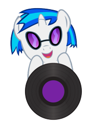 Size: 389x546 | Tagged: safe, artist:doctorxfizzle, imported from derpibooru, dj pon-3, vinyl scratch, pony, baby, baby pony, cute, female, peekaboo pony pals, record, solo, vinylbetes, weapons-grade cute