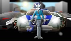 Size: 1550x900 | Tagged: safe, artist:gonein10seconds, imported from derpibooru, rarity, anthro, aston martin, aston martin one 77, car, epd, female, lamborghini, lamborghini reventon, lamborghini sesto elemento, police, police car, solo