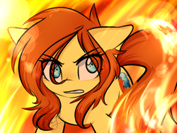 Size: 1600x1200 | Tagged: safe, artist:sugarberry, imported from derpibooru, pony, angry, browser ponies, fire, firefox, ponified, solo