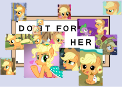 Size: 1400x1000 | Tagged: safe, imported from derpibooru, applejack, spike, applejewel, applespike, baby, do it for her, female, filly, male, meme, nightmare night, shipping, straight, the simpsons