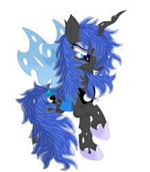 Size: 3500x4000 | Tagged: safe, artist:law44444, imported from derpibooru, princess luna, changeling, changelingified, female, princess lusalis, simple background, solo