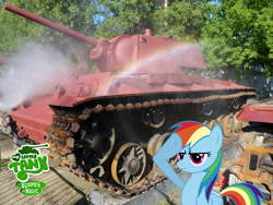 Size: 1024x768 | Tagged: safe, imported from derpibooru, rainbow dash, female, kv-1, rainbow, solo, tank (vehicle)