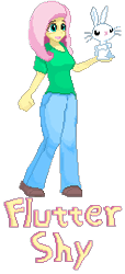 Size: 123x270 | Tagged: safe, artist:msg, imported from derpibooru, angel bunny, fluttershy, human, female, humanized, pixel art, pixiv, solo