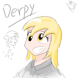 Size: 600x600 | Tagged: safe, artist:msg, imported from derpibooru, derpy hooves, human, female, humanized, pixiv, solo