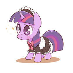 Size: 1200x1200 | Tagged: safe, artist:joycall6, imported from derpibooru, twilight sparkle, clothes, female, filly, maid, maidlight sparkle, solo