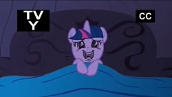 Size: 1024x576 | Tagged: safe, edit, imported from derpibooru, twilight sparkle, bed, exploitable meme, female, meme, smile and wave, solo