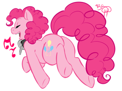 Size: 1280x960 | Tagged: safe, artist:collaredginger, imported from derpibooru, pinkie pie, chubby, collar, eyes closed, female, plump, singing, solo, underhoof