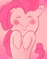 Size: 560x700 | Tagged: safe, artist:tsukusun, imported from derpibooru, pinkie pie, earth pony, pony, :>, blushing, female, pixiv, solo