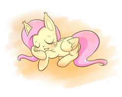 Size: 1500x1200 | Tagged: safe, artist:joycall6, imported from derpibooru, fluttershy, cat, behaving like a cat, female, fluttercat, lying, simple background, sleeping, solo