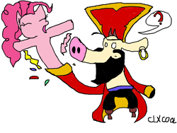 Size: 800x600 | Tagged: safe, artist:clxcool, deleted from derpibooru, imported from derpibooru, pinkie pie, surprise, crossover, digital art, moobeard the cow pirate, pirate