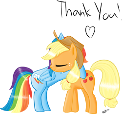 Size: 855x796 | Tagged: safe, artist:ratofdrawn, imported from derpibooru, applejack, rainbow dash, earth pony, pegasus, pony, bipedal, cute, eyes closed, friendshipping, heart, hug, simple background, smiling, transparent background