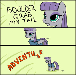 Size: 679x675 | Tagged: safe, artist:zoarvek, imported from derpibooru, boulder (pet), maud pie, boulder (g4), comic, dialogue, female, grab my meme, meme, solo