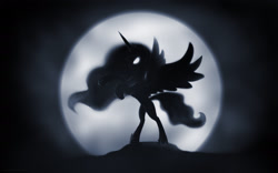 Size: 1920x1200 | Tagged: safe, artist:zoarvek, imported from derpibooru, princess luna, female, moon, rampant, rearing, silhouette, solo