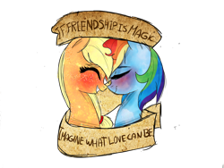 Size: 1024x768 | Tagged: safe, artist:misspolycysticovary, imported from derpibooru, applejack, rainbow dash, appledash, banner, female, lesbian, mouthpiece, old banner, positive ponies, shipping