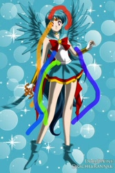 Size: 400x600 | Tagged: safe, artist:drachearannak-fc, imported from derpibooru, rainbow dash, human, 1000 hours in ms paint, anime, base used, clothes, female, ms paint, sailor moon, skirt, solo