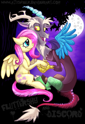 Size: 1184x1724 | Tagged: safe, artist:a7xsparx, imported from derpibooru, discord, fluttershy, discoshy, female, male, shipping, straight