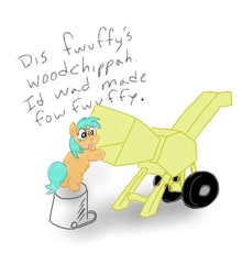 Size: 676x768 | Tagged: safe, artist:fluffsplosion, imported from derpibooru, fluffy pony, solo, stupidity, the enigma of amigara fault, this will end in death, this will not end well, woodchipper