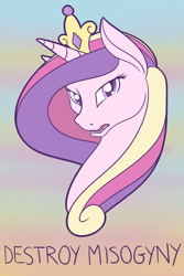 Size: 1280x1920 | Tagged: safe, artist:guymelefs, imported from derpibooru, princess cadance, angry, female, feminism, feminist ponies, frown, glare, looking at you, mouthpiece, open mouth, politics, solo, subversive kawaii