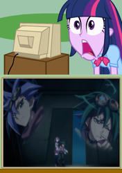 Size: 564x800 | Tagged: safe, imported from derpibooru, twilight sparkle, equestria girls, exploitable meme, meme, obligatory pony, sakaki yuya, tv meme, yu-gi-oh!, yugioh arc v, yuya sakaki