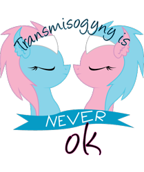 Size: 526x629 | Tagged: safe, artist:lionsca, imported from derpibooru, aloe, lotus blossom, feminism, feminist ponies, headcanon, mouthpiece, old banner, op is trying to start shit, politics, pride, spa twins, subversive kawaii, trans female, trans girl, transgender