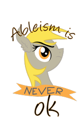 Size: 440x682 | Tagged: safe, artist:lionsca, imported from derpibooru, derpy hooves, pegasus, pony, ableism, derpygate, female, mare, mouthpiece, solo, subversive kawaii