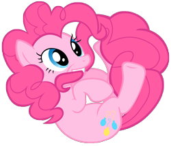 Size: 6000x5117 | Tagged: safe, artist:stinkehund, imported from derpibooru, pinkie pie, absurd resolution, cute, female, grin, on back, rolling, simple background, smiling, solo, tail bite, transparent background, vector